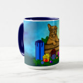 Welpe in A Box , frohe Weihnachten Tasse (Vorderseite Links)