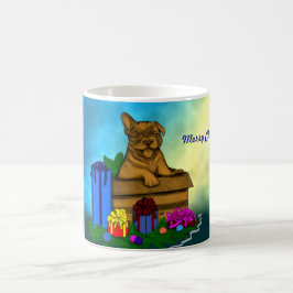 Welpe in A Box , frohe Weihnachten Verwandlungstasse