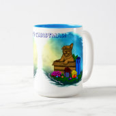 Welpe in A Box , frohe Weihnachten Zweifarbige Tasse (VorderseiteRechts)