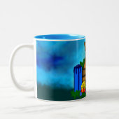 Welpe in A Box , frohe Weihnachten Zweifarbige Tasse (Links)