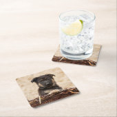 Welpe in Basket Rechteckiger Pappuntersetzer (Vor Ort)