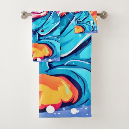 Welpe in Blue Coat Design Badhandtuch Set (Insitu)