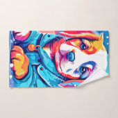 Welpe in Blue Coat Design Badhandtuch Set (Handtuch)