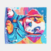 Welpe in Blue Coat Design Fleecedecke (Vorderseite (Horizontal))