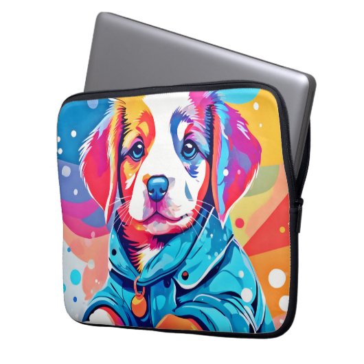 Welpe in Blue Coat Design Laptopschutzhülle (Vorderseite Links)