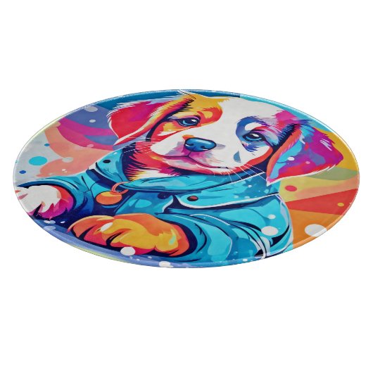 Welpe in Blue Coat Design Schneidebrett (Ecke)