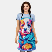 Welpe in Blue Coat Design Schürze (Getragen)