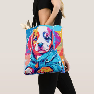 Welpe in Blue Coat Design Tasche