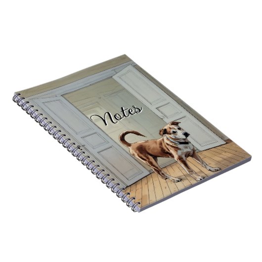 Welpe in der Türspirale Foto Notebook Notizblock (Rechte Seite)