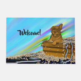 Welpe in einer Box Fußmatte