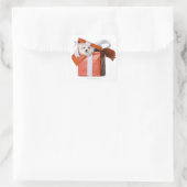 Welpe in einer Box Quadratischer Aufkleber (Tasche)