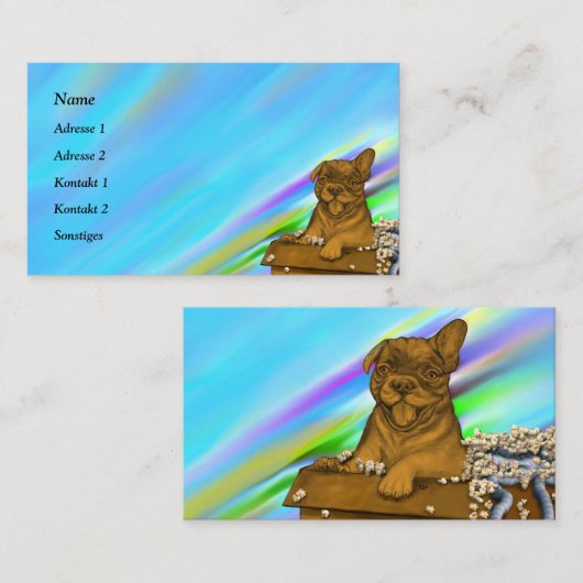 Welpe in einer Box Visitenkarte (Vorne/Hinten)