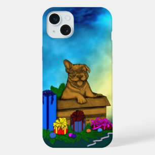 Welpe in einer Schachtel, Frohe Weihnachten iPhone 15 Plus Hülle