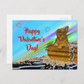 Welpe in einer Schachtel, Happy Valentine's Day! Postkarte (Vorne/Hinten)