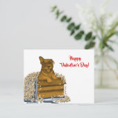 Welpe in einer Schachtel, Happy Valentine's Day! Postkarte (Stehend Vorderseite)