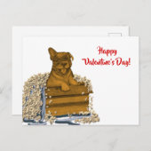 Welpe in einer Schachtel, Happy Valentine's Day! Postkarte (Vorne/Hinten)