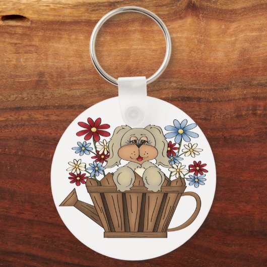 Welpe in einer Wasserdose Schlüsselanhänger (Vorderseite)