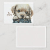 Welpe in Jeans Art Monogram Personalisiert Note Ca Mitteilungskarte (Vorne/Hinten)