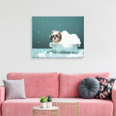 Welpe in Schaumbad Leinwanddruck (Insitu (Wohnzimmer))