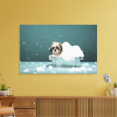 Welpe in Schaumbad Leinwanddruck (Insitu (Wohnzimmer))