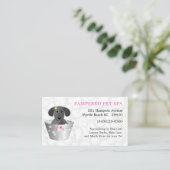 Welpe in Tub Pet Groomer Visitenkarte (Stehend Vorderseite)