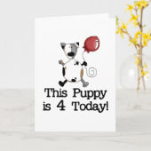 Welpe ist 4 Geburtstagsgeschenke Karte (Gelbe Blume)