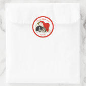 Welpe & Kitten Frohe Weihnachts-Round-Stickers Runder Aufkleber (Tasche)