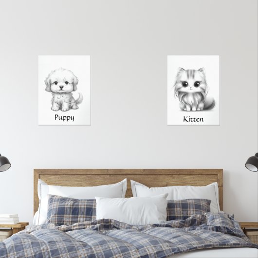 Welpe, Kitten Kinderzimmer Bilderwand Sets (Schlafzimmer)
