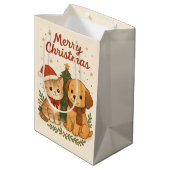 Welpe & Kitten Weihnachtsmann Mittlere Geschenktüte (Rückseite Schrägansicht)