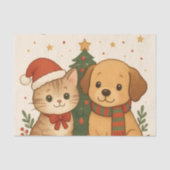 Welpe & Kitten Weihnachtsmann Seidenpapier (Vorderseite)