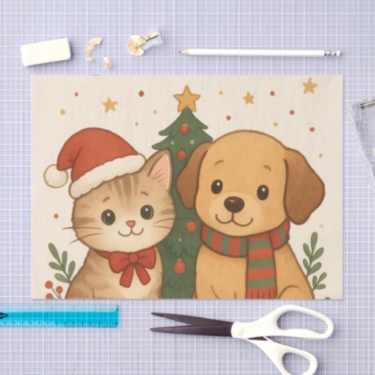 Welpe & Kitten Weihnachtsmann Seidenpapier (Handwerk)