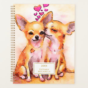 Welpe Liebe Chihuahua Hearts Watercolor Planer