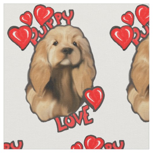 Welpe Liebe Cocker Spanische Fabrik Stoff (Nahaufnahme)