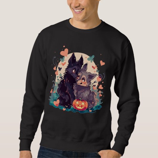 Welpe Liebe Halloween Sweatshirt (Vorderseite)