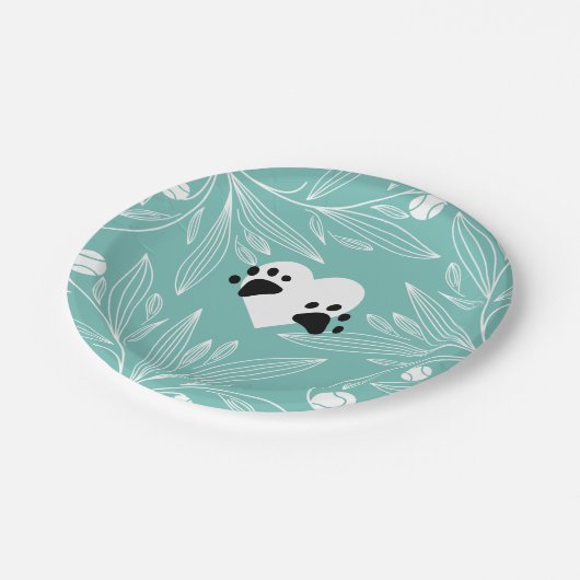 Welpe-Liebe-Hochzeit Pappteller (Schrägansicht)