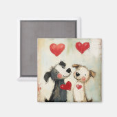 Welpe Liebe, Hundevalentin, Magnet (Vorderseite/Rückseite)