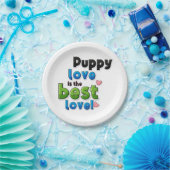 Welpe Liebe ist die beste Liebe Pappteller (Party)