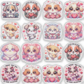 Welpe Liebe: Kawaii Valentine's Day Stickers Aufkleber (Vorderseite)