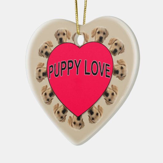 Welpe Liebe Keramikornament (Links)