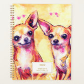 Welpe Liebe Niedlich Chihuahuas Pink Aquarell Hund Planer (Vorderseite)