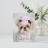 Welpe Liebe Postkarte (Stehend Vorderseite)