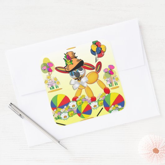 Welpe Liebe Quadratischer Aufkleber (Umschlag)