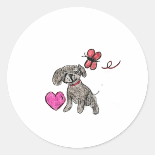 Welpe Liebe Runder Aufkleber (Vorderseite)