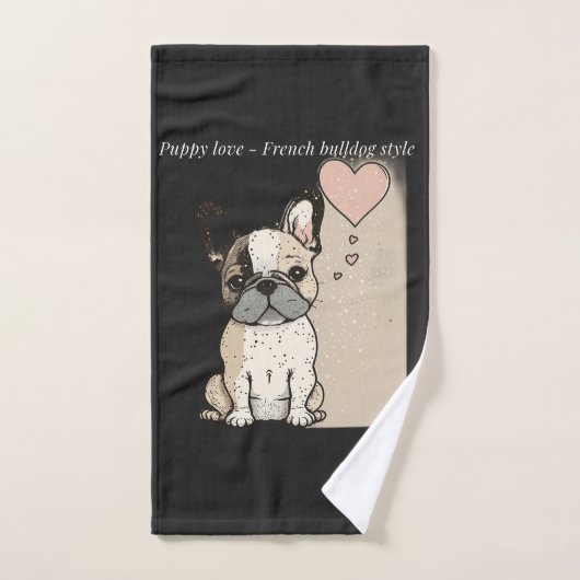 Welpe Liebe - Stile eines französischen Bulldoggen Handtuch (Handtuch)