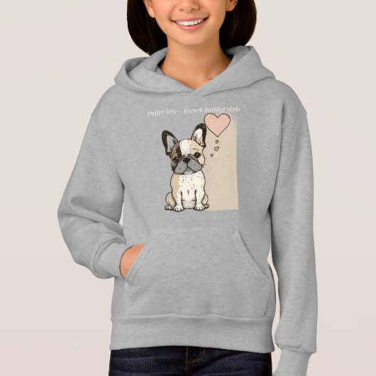 Welpe Liebe - Stile eines französischen Bulldoggen Hoodie (Vorderseite)