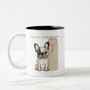 Welpe Liebe - Stile eines französischen Bulldoggen Zweifarbige Tasse