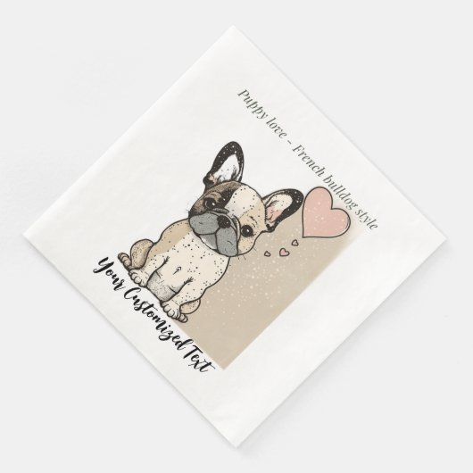 Welpe Liebe - T - Shirt im Stile eines französisch Serviette (Ecke)