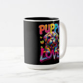 Welpe Liebe Zweifarbige Tasse (VorderseiteRechts)