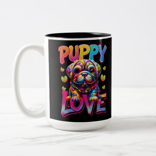 Welpe Liebe Zweifarbige Tasse (Links)