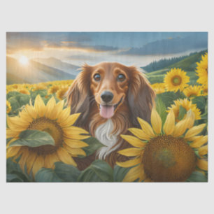 Welpe Lieben Sonnenblumen Braune Dackel Seidenpapier